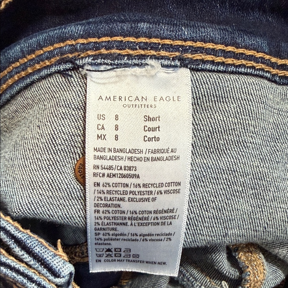American Eagle Kick Boot Jeans Dark Wash Flap Pocket Bootcut Size 8 Short - Picture 5 of 8
